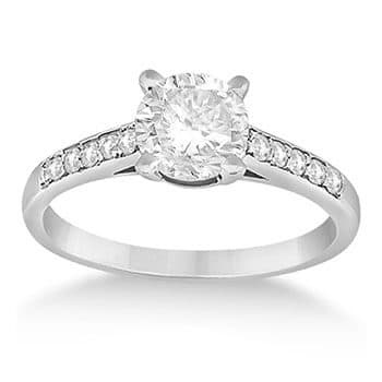 Cathedral Pave Diamond Engagement Ring Setting 14k White Gold (0.20ct)